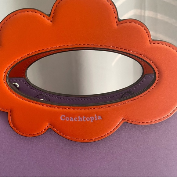 COACH Coachtopia Purple Orange Cloud Handle Tote Leather CT383 Crossbody NWOT - Picture 2 of 16